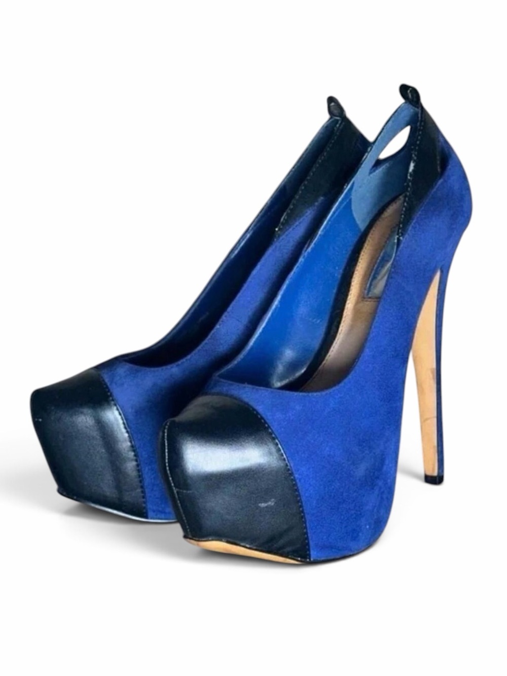 H by Halston Blue Suede Platform Pumps sz 6